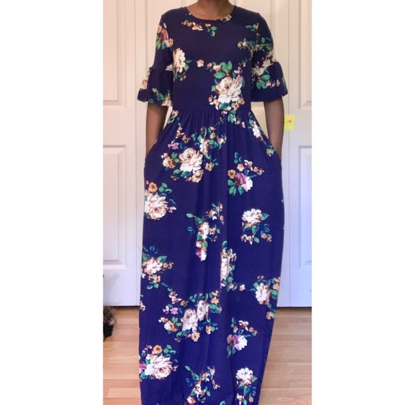 Blue Floral Maxi Dress - Picture 5 of 5